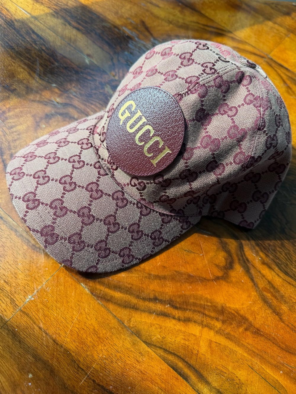 Gucci GG Monogram Baseball Cap in Burgundy and Beige